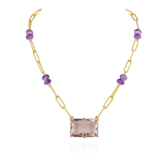 925 Silver Necklace with Amethyst & Ruby