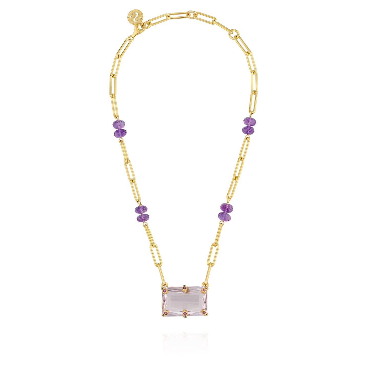 925 Silver Necklace with Amethyst & Ruby