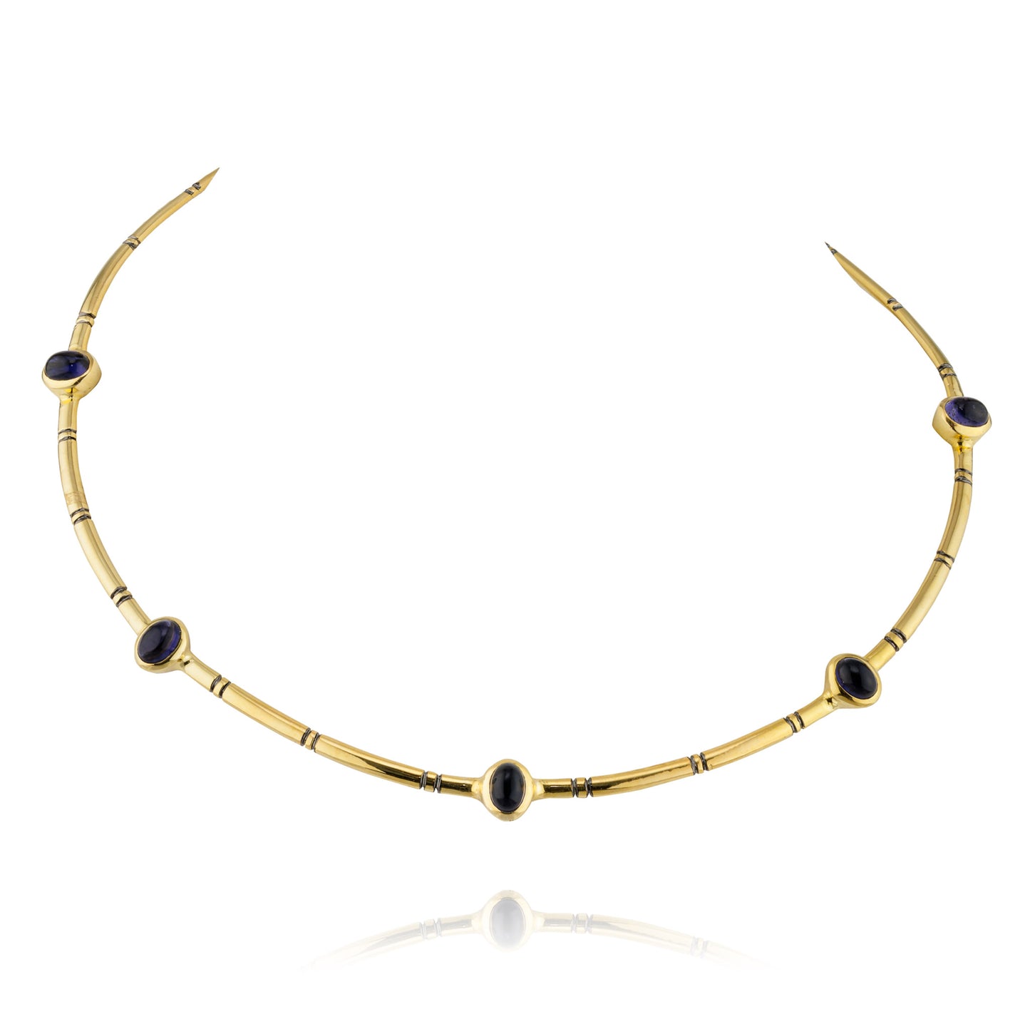 925 Silver Cuff Necklace with Iolite