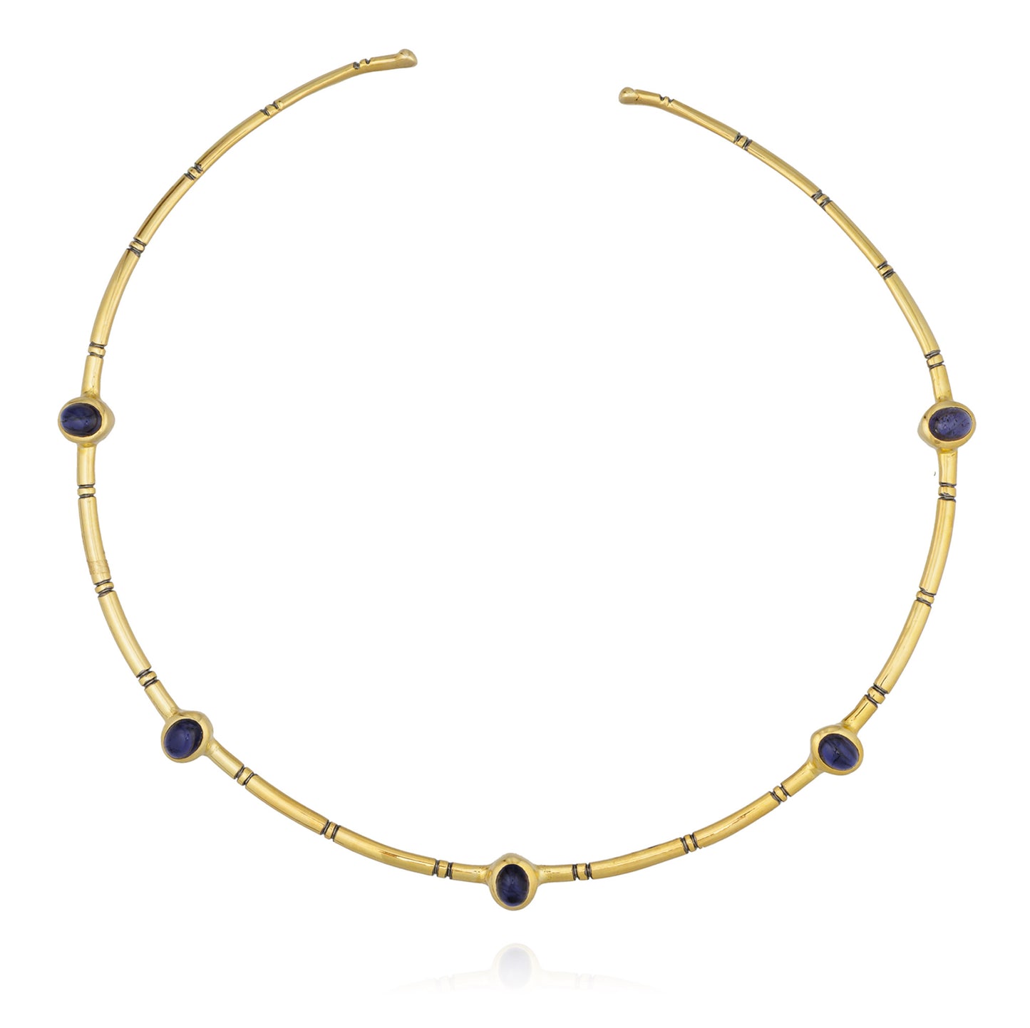 925 Silver Cuff Necklace with Iolite