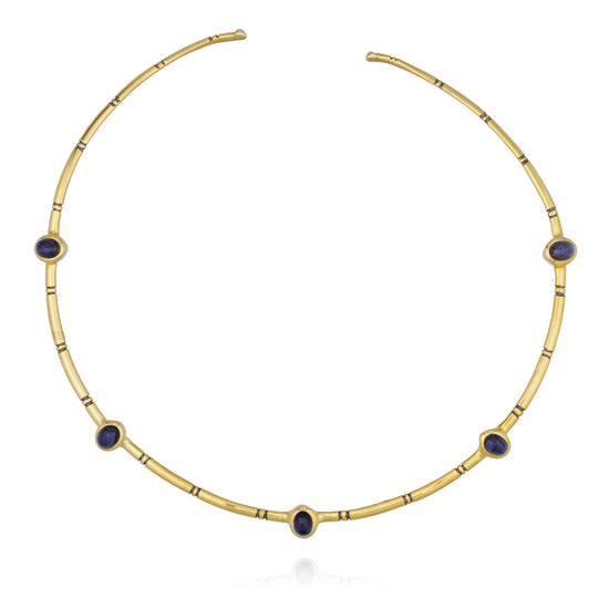 925 Silver Cuff Necklace with Iolite