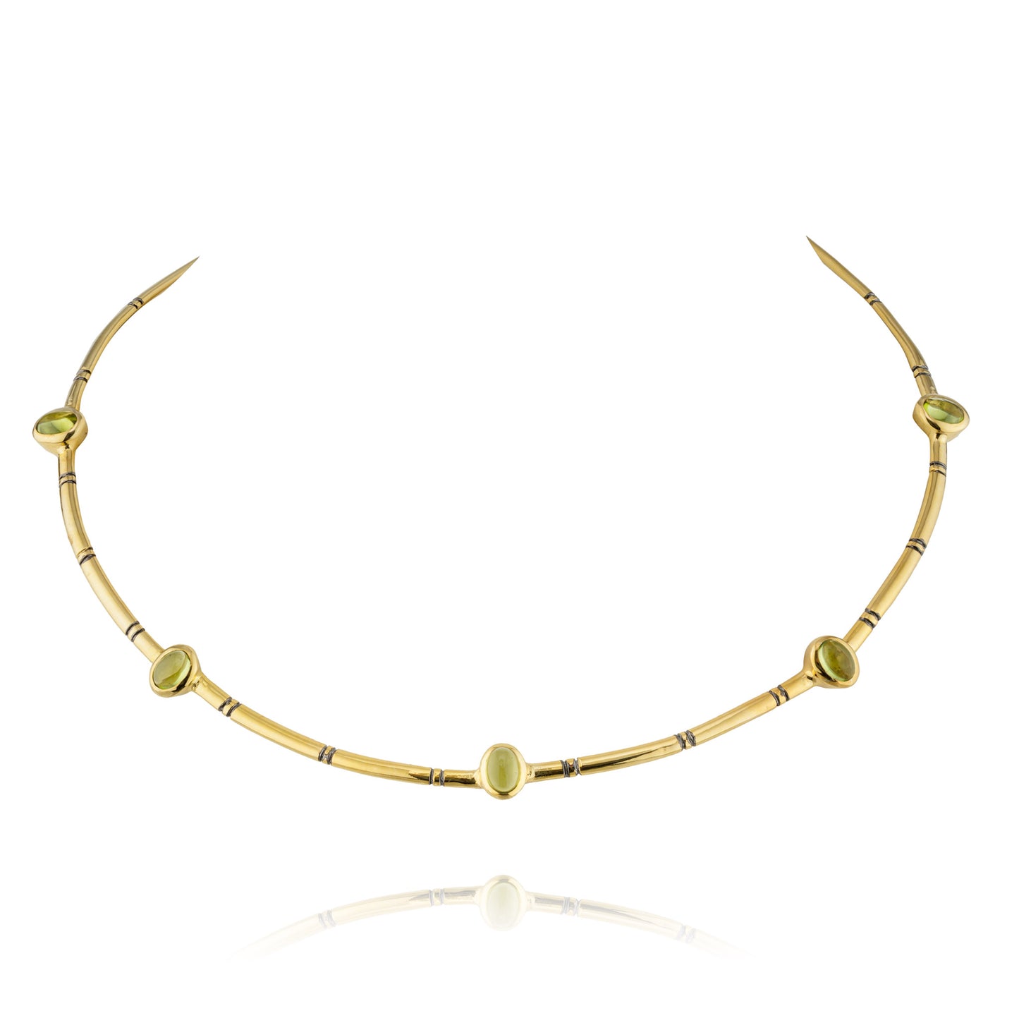 925 Silver Cuff Necklace with Peridot