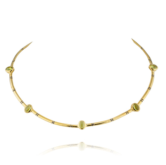 925 Silver Cuff Necklace with Peridot