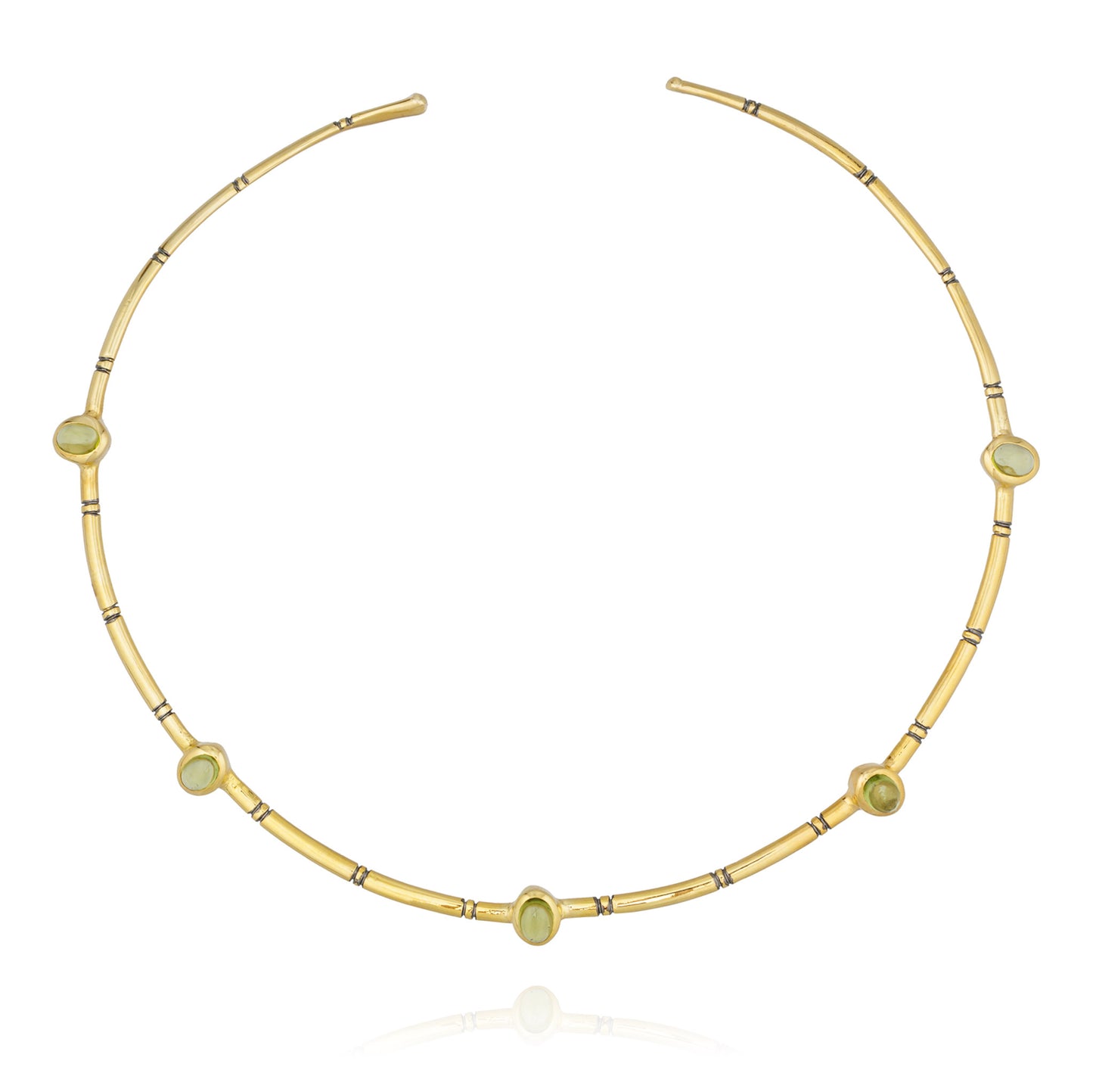 925 Silver Cuff Necklace with Peridot