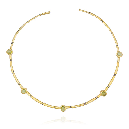 925 Silver Cuff Necklace with Peridot