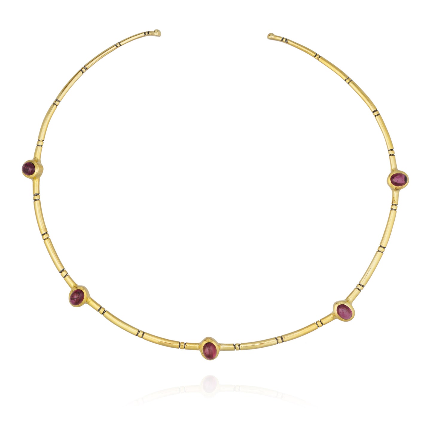 925 Silver Cuff Necklace with Rhodolite