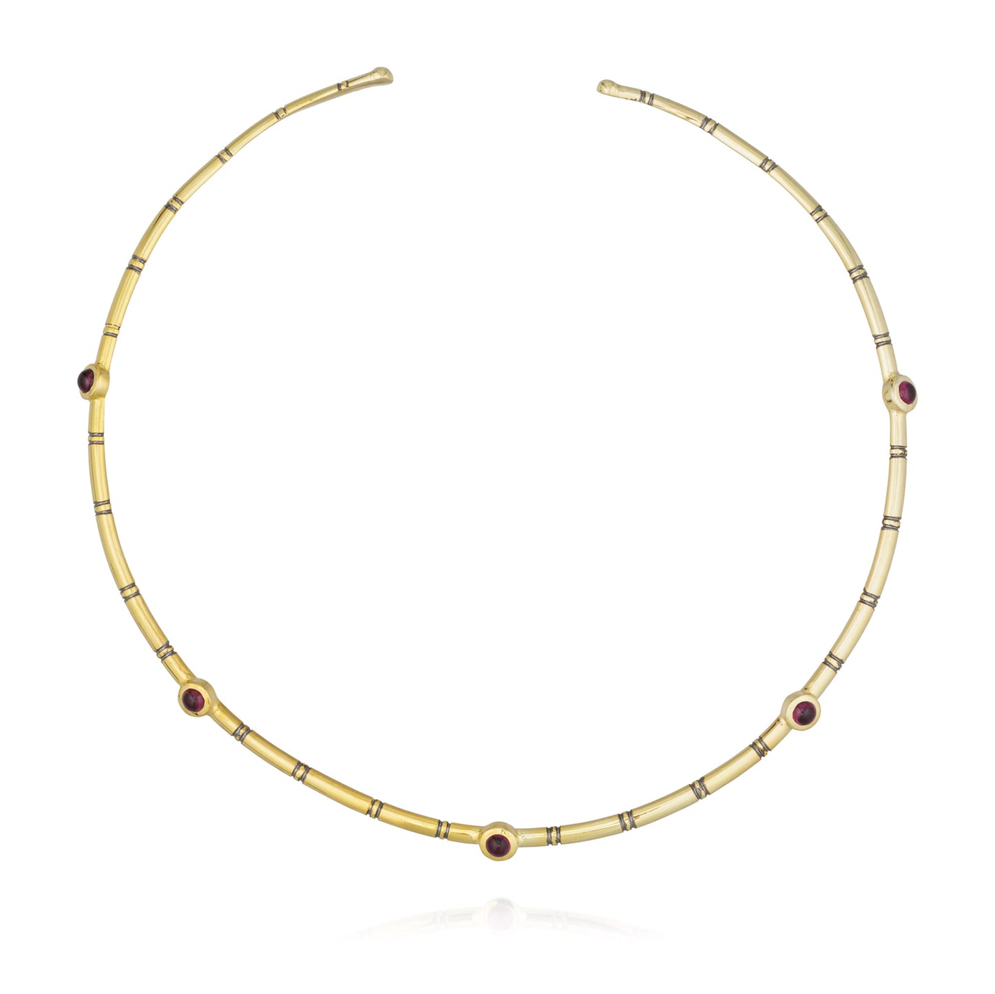 925 Silver Cuff Necklace with Rhodolite