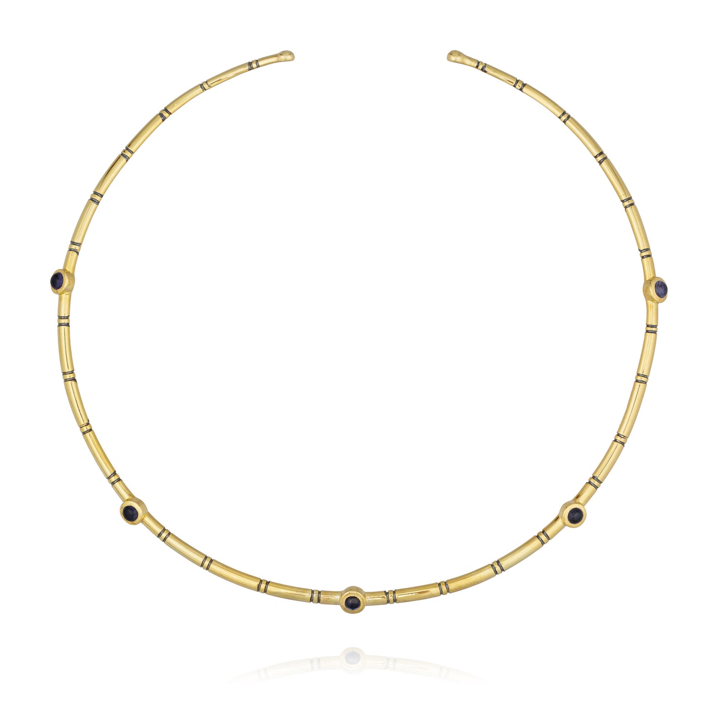 925 Silver Cuff Necklace with Iolite
