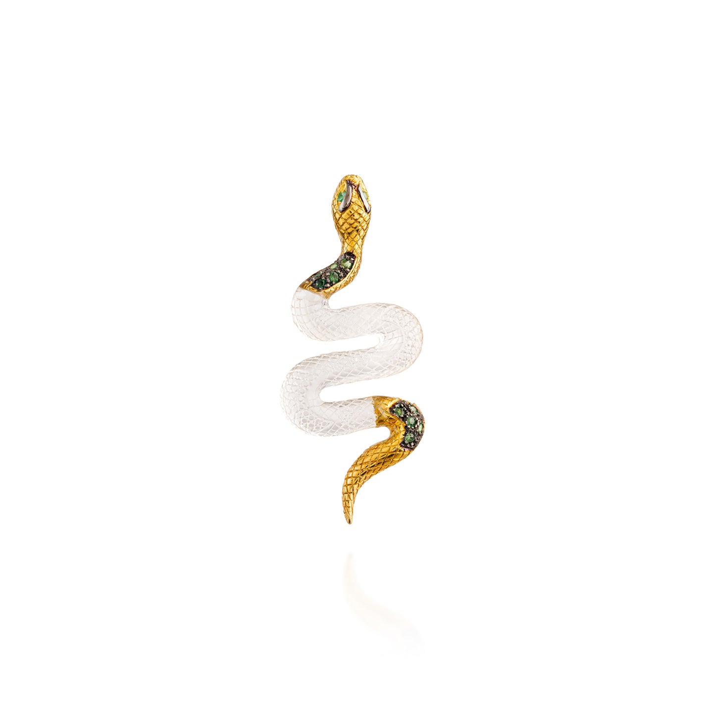 925 Silver Snake Pendant with Acrylic & Tsavorite