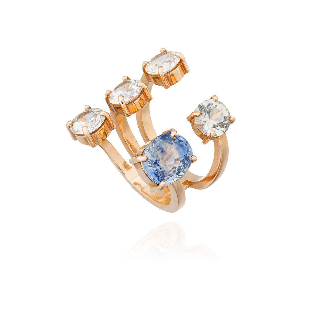 14K Rose Gold Ring with Ceylon & White Sapphire