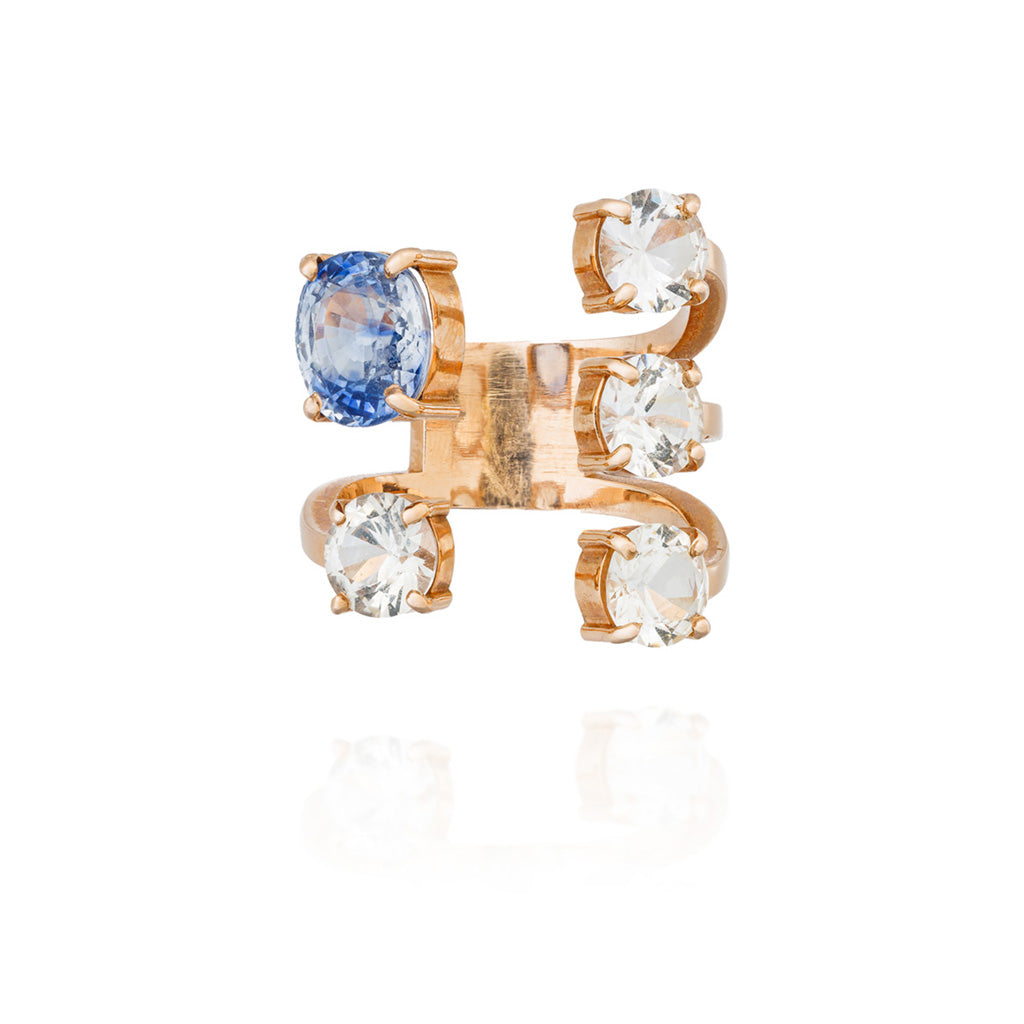 14K Rose Gold Ring with Ceylon & White Sapphire