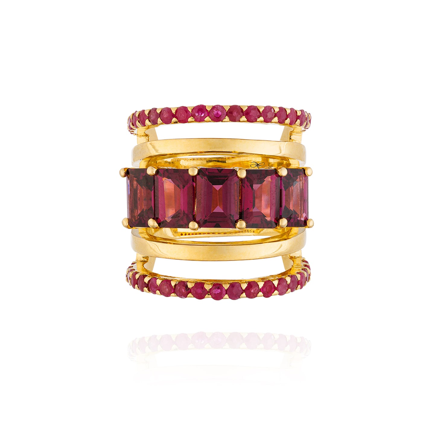 925 Silver Ring with Rhodolite & Ruby