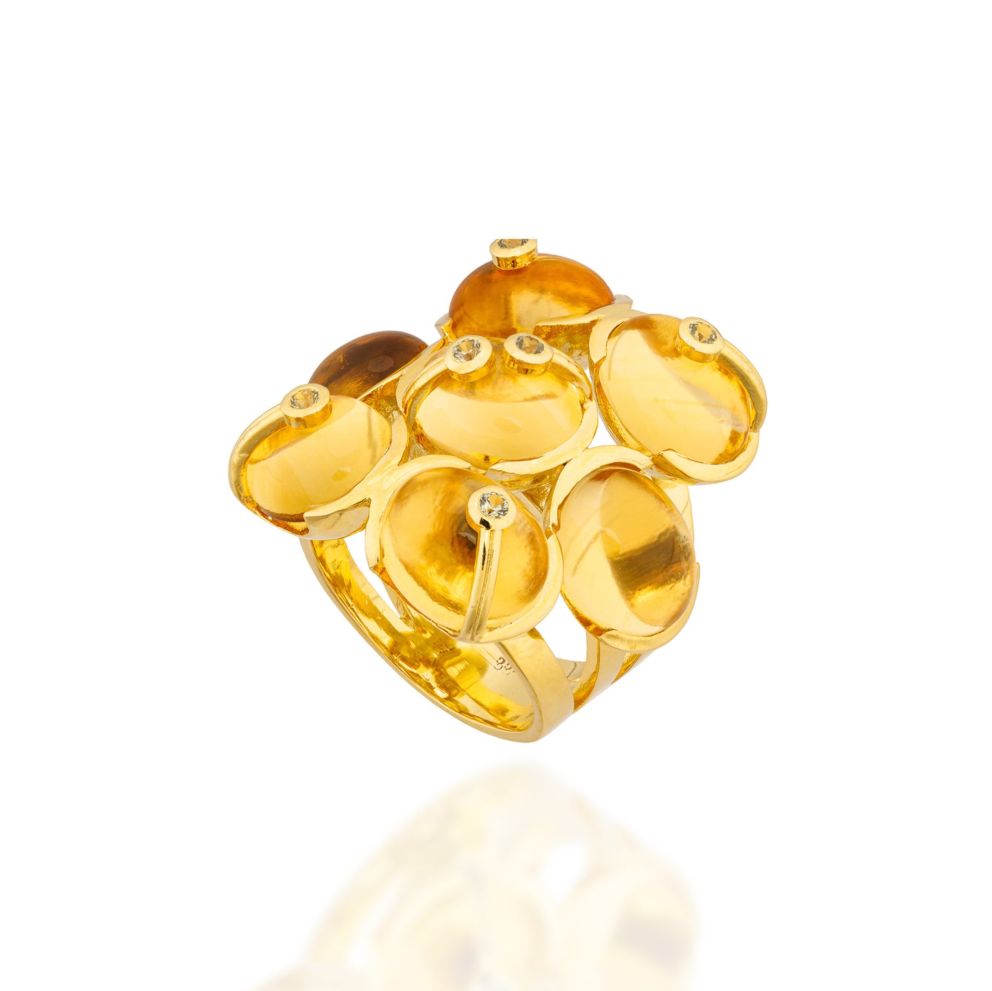 925 Silver CAB Ring with Citrine & Green Sapphire