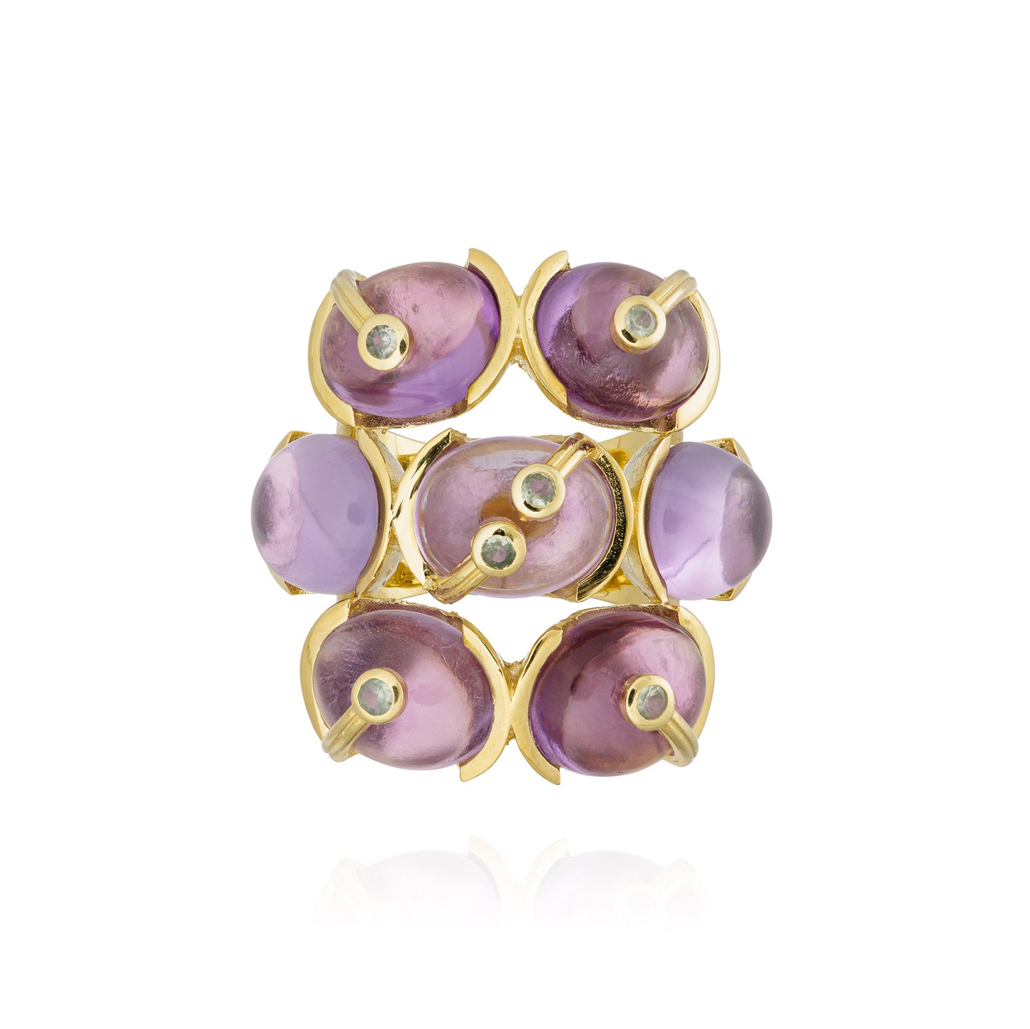 925 Silver Ring with Amethyst & White Sapphire