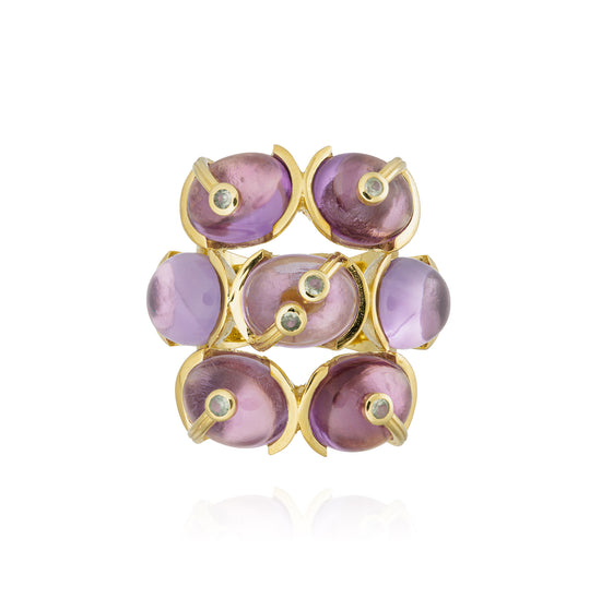 925 Silver Ring with Amethyst & White Sapphire