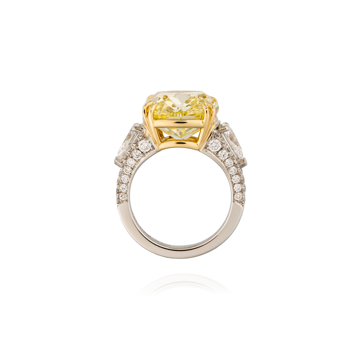 18K Yellow Gold Ring with Cushion Fancy Intense Yellow Diamond