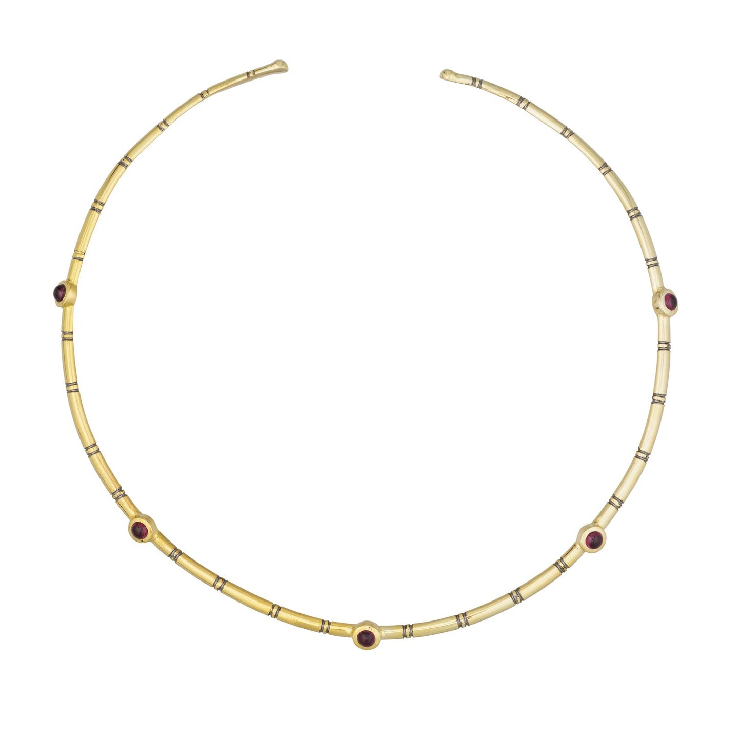 925 Silver Cuff Necklace with Rhodolite