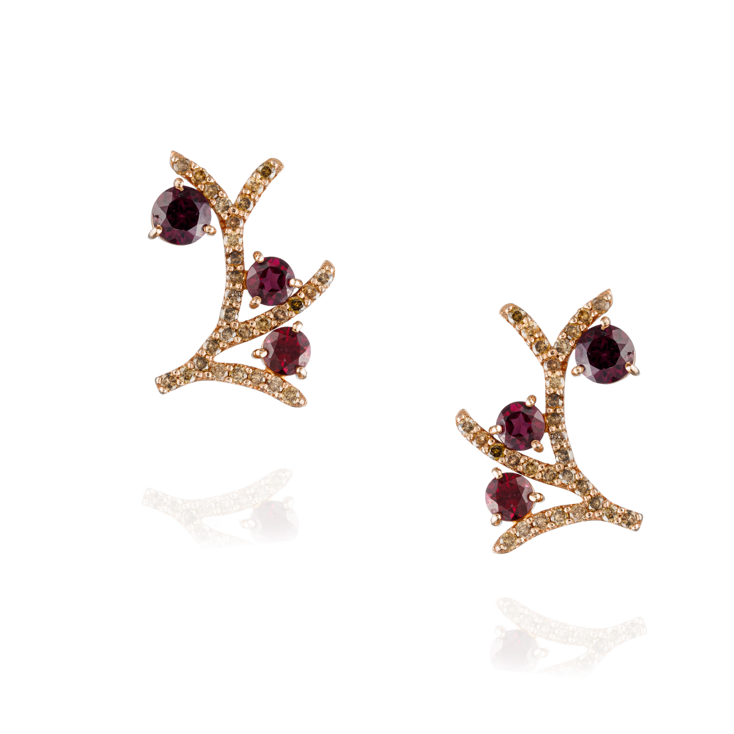 14K Yellow Gold Earrings with Cognac Diamonds