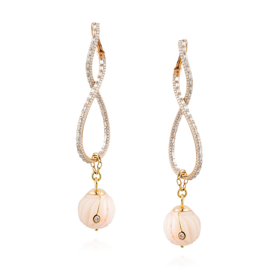 14K Yellow Gold Earrings with Marquise White Diamonds