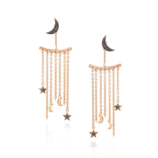 925 Silver Moon & Star Earrings with Blue Sapphires