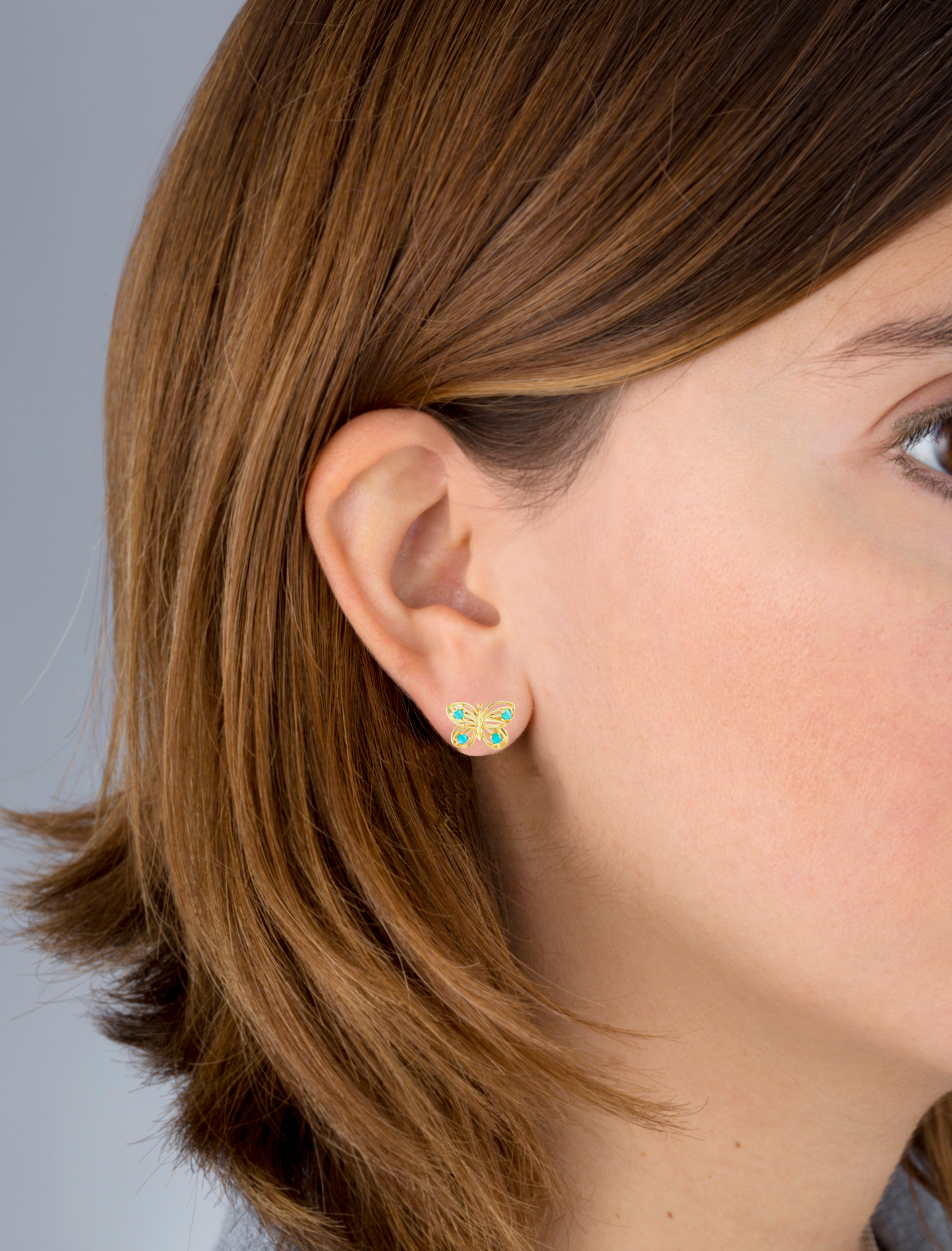 925 Silver Butterfly Earrings with Turquoise