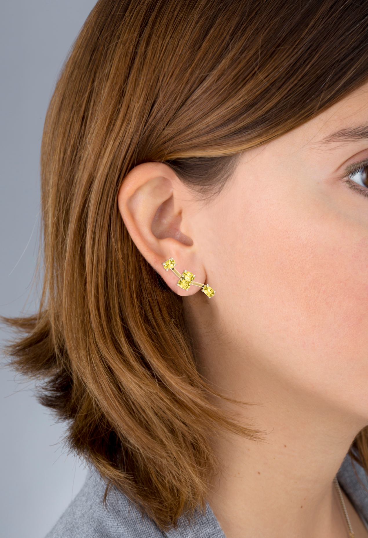 Colored Constellation 18K Yellow Gold Earrings with Yellow Sapphires