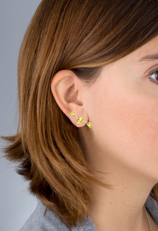 Load image into Gallery viewer, Colored Constellation 18K Yellow Gold Earrings with Yellow Sapphires
