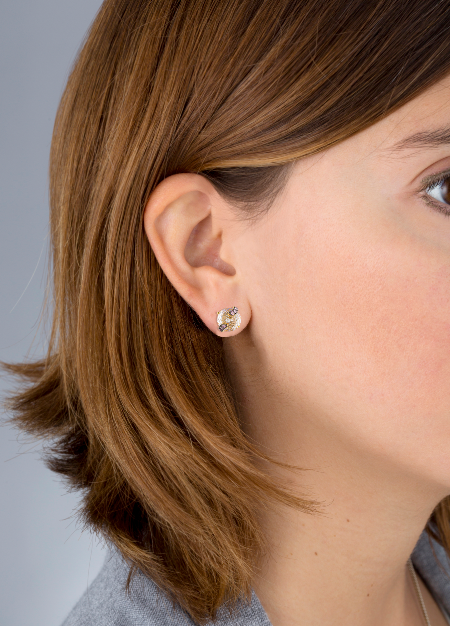 925 Silver Earrings with Amethyst & Purple Sapphire