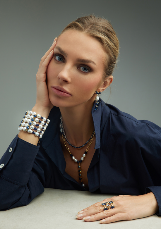 18KT Yellow Gold Bracelet with White South Sea Pearls