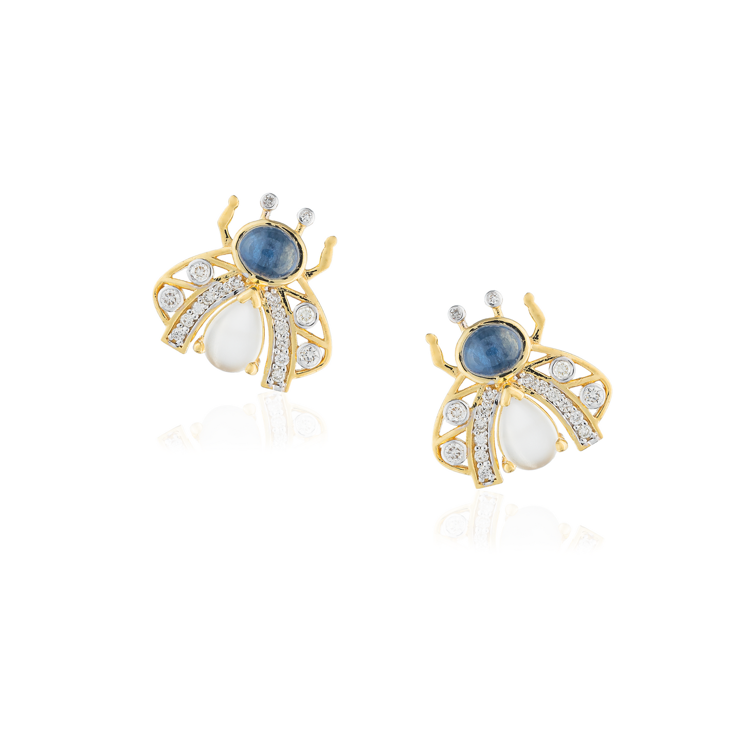 18K Blue Gold Bee Earrings