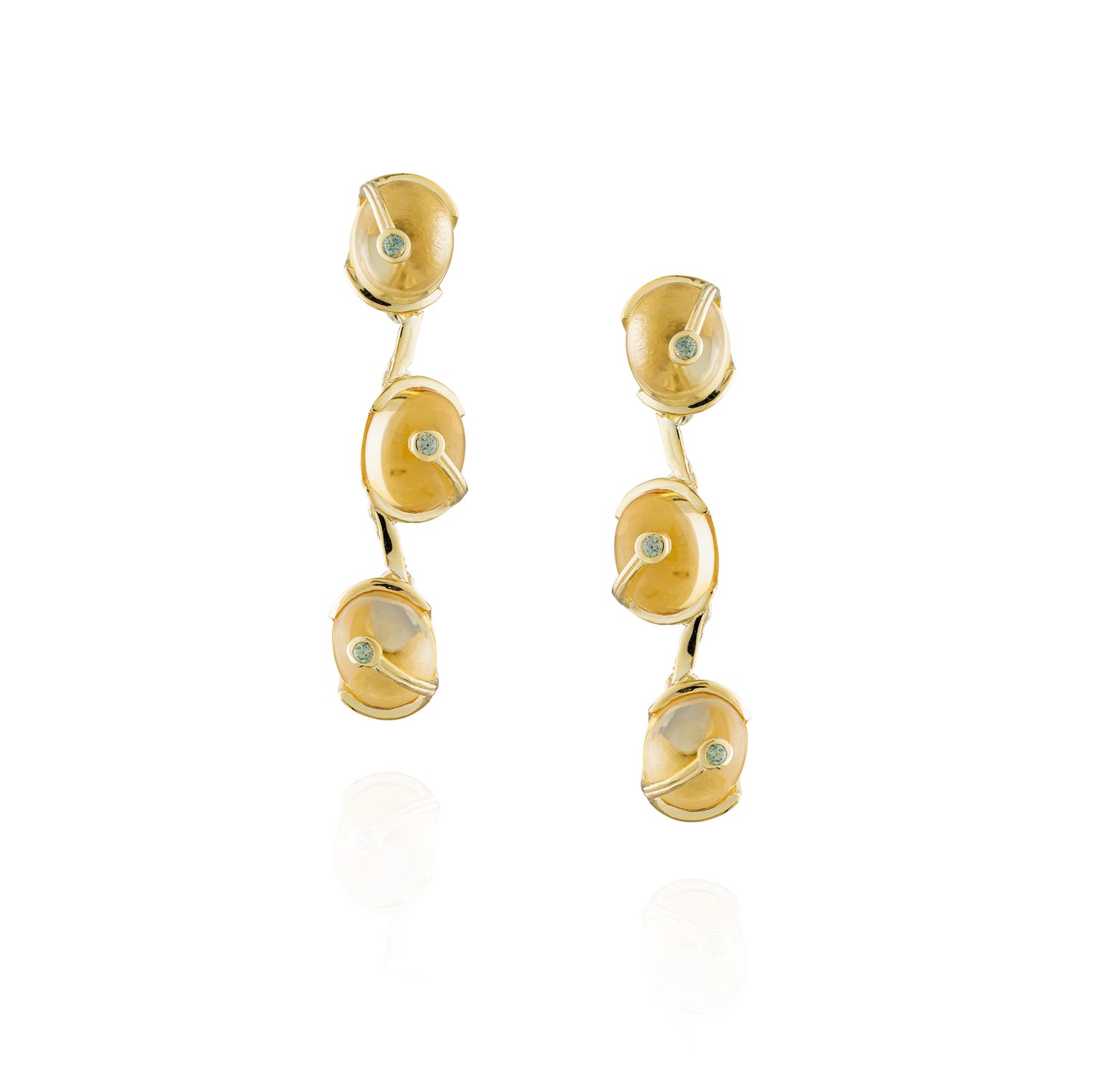 925 Silver Earring with Citrine & Green Sapphire