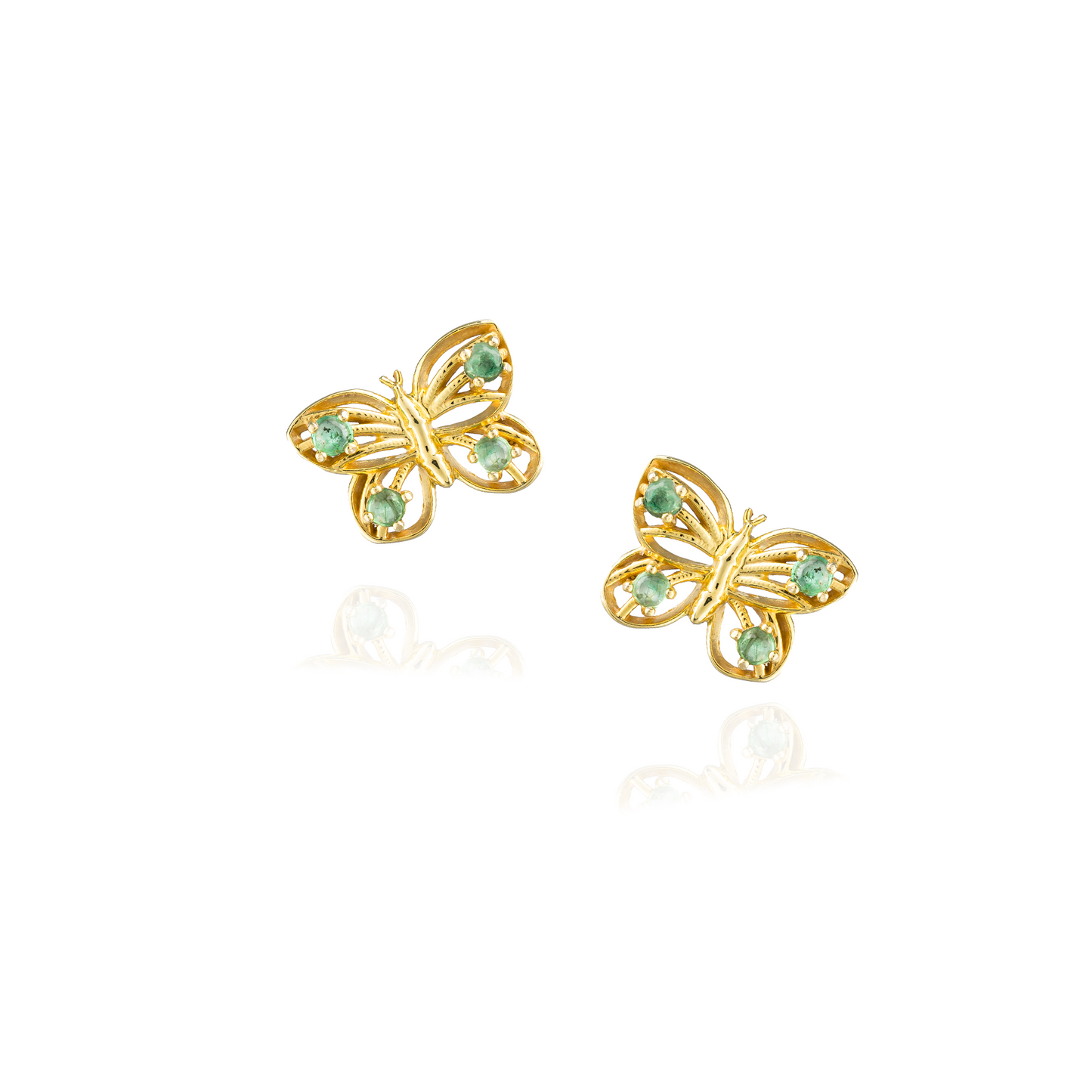 925 Silver Butterfly Earrings with Emerald