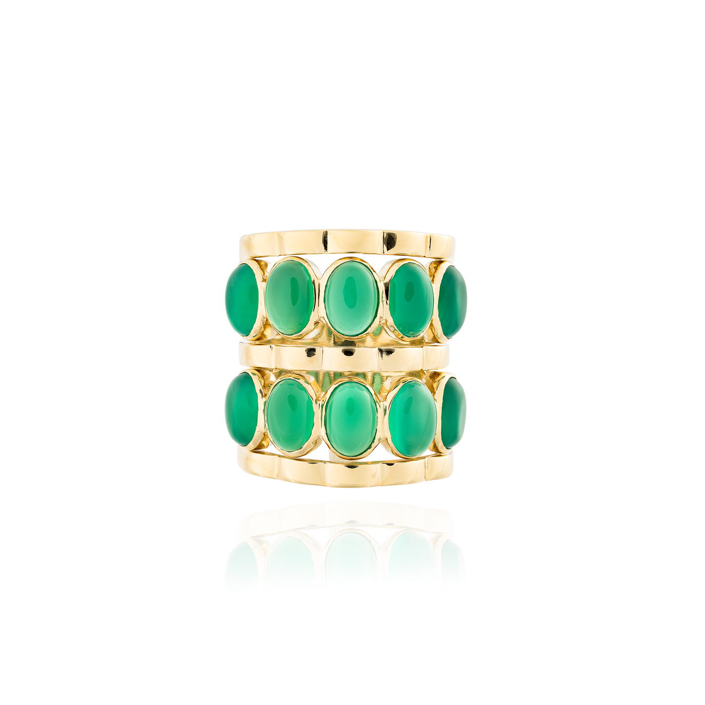 925 Silver Caramelo Ring with Green Onyx