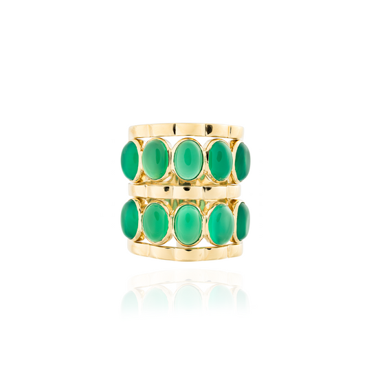 925 Silver Caramelo Ring with Green Onyx