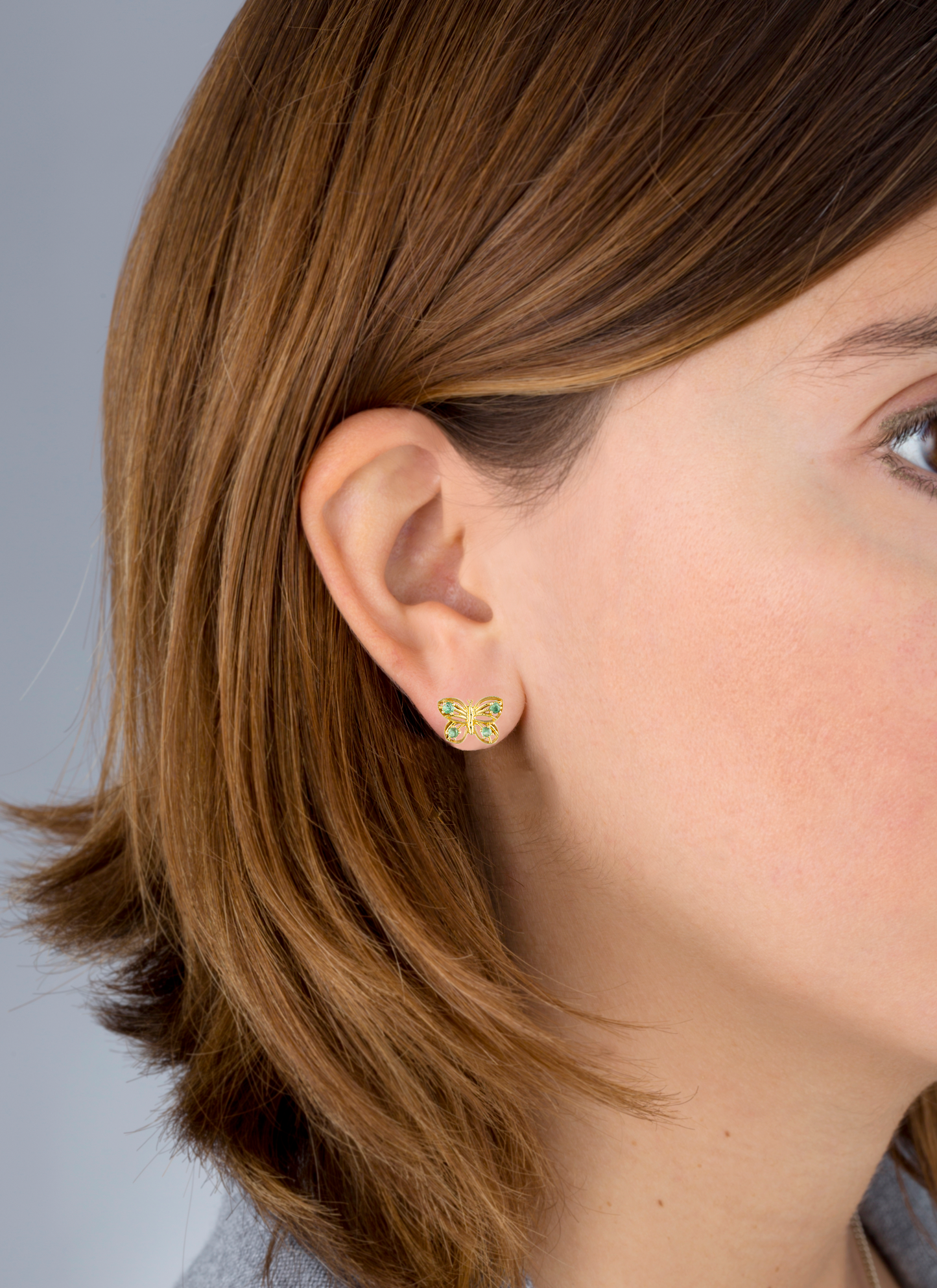 925 Silver Butterfly Earrings with Emerald