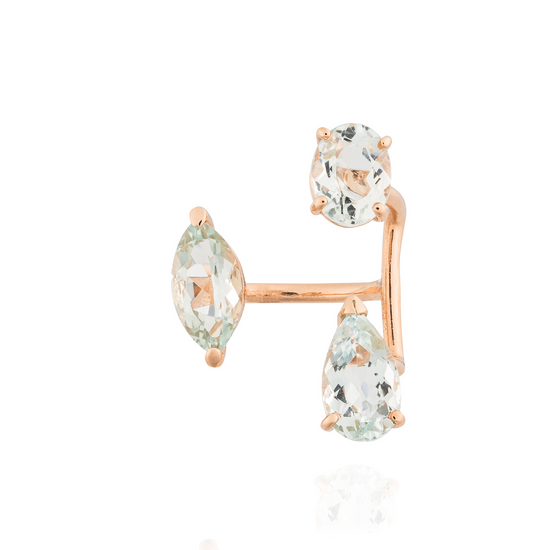 Load image into Gallery viewer, 14KT Rose Gold Ring with Oval Faceted Aquamarines
