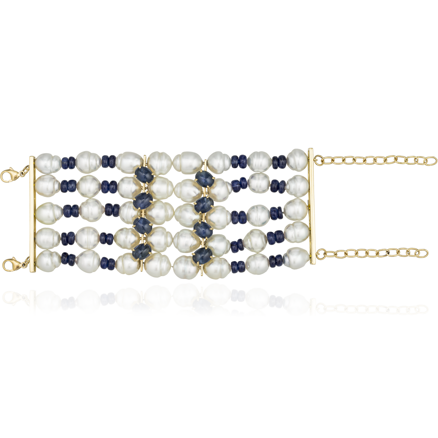 18K Yellow Gold Bracelet with White South Sea Pearls