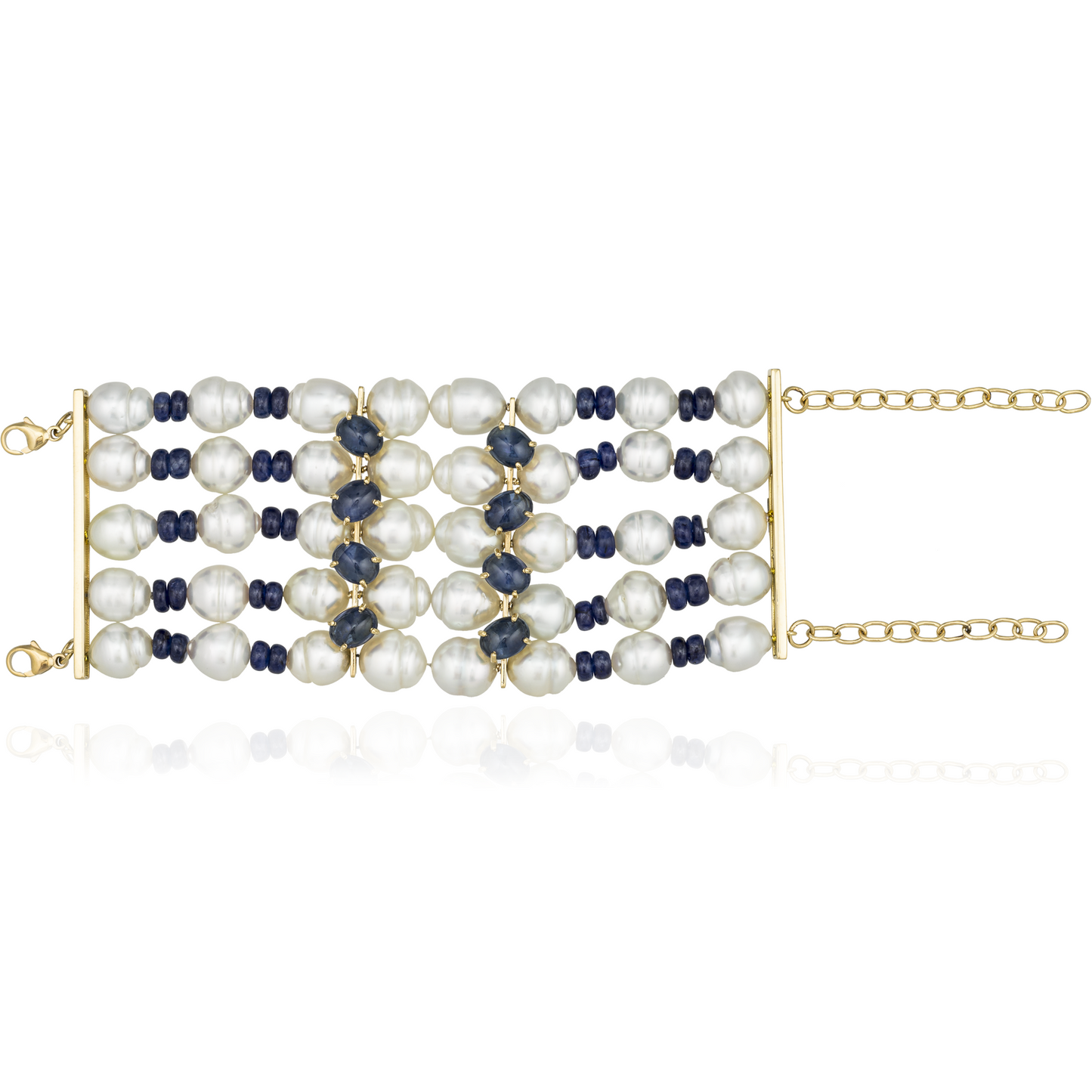 18KT Yellow Gold Bracelet with White South Sea Pearls