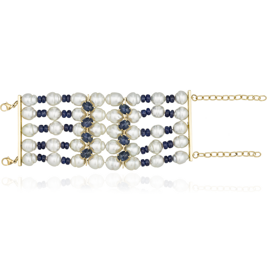 18K Yellow Gold Bracelet with White South Sea Pearls
