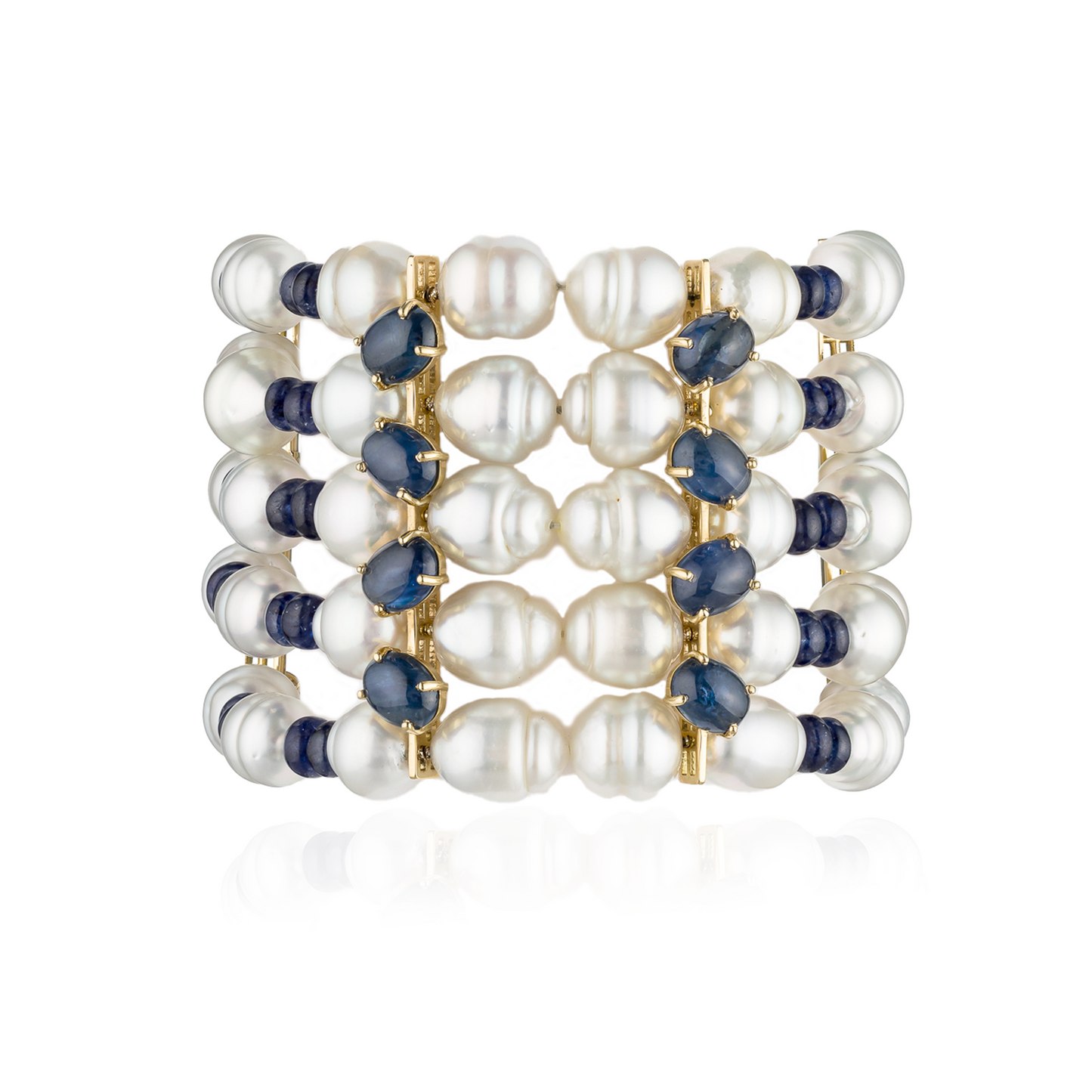 18K Yellow Gold Bracelet with White South Sea Pearls