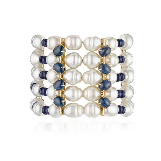18K Yellow Gold Bracelet with White South Sea Pearls