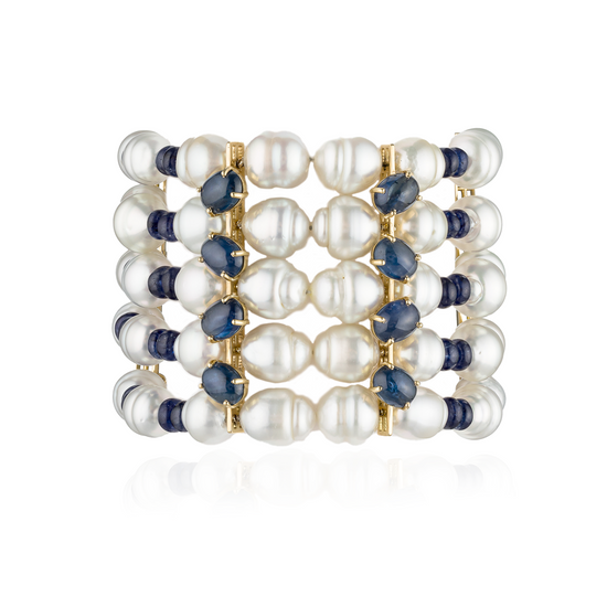 18KT Yellow Gold Bracelet with White South Sea Pearls