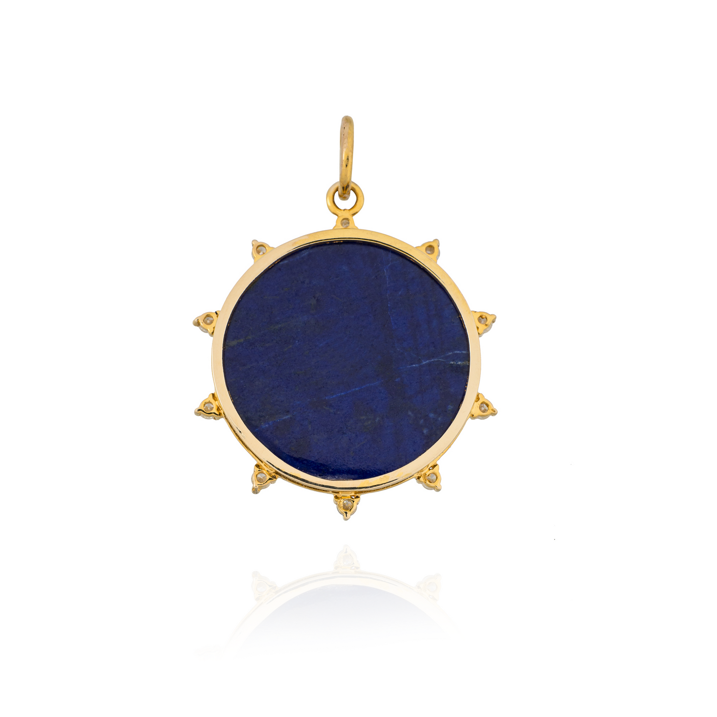 14K Yellow Gold Medal of Miraculous Virgin Mary with Diamonds
