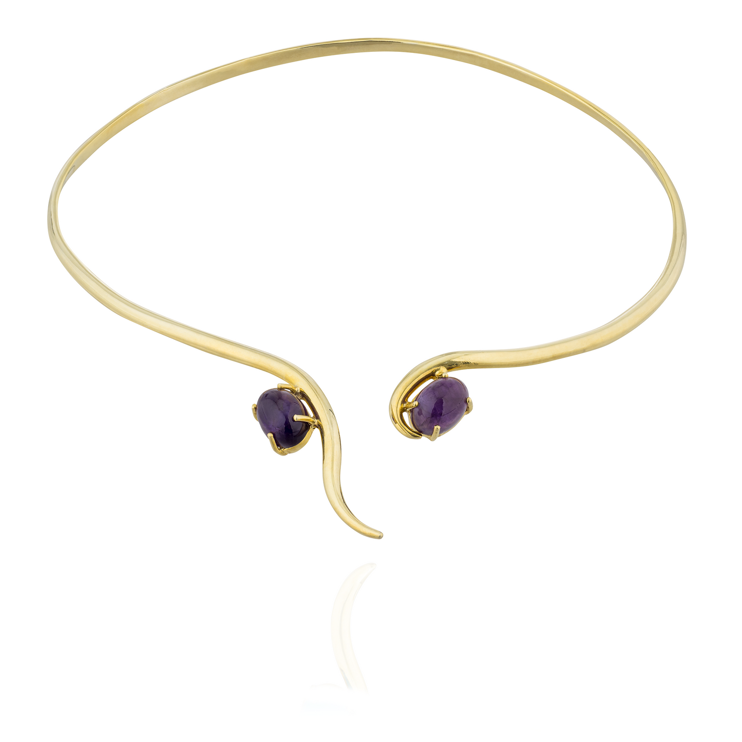 925 Silver Necklace 18KT Yellow Gold Plated with Oval Amethyst