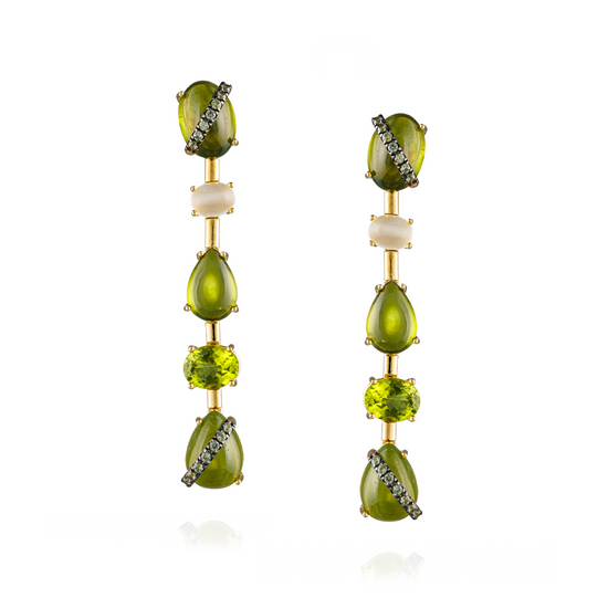 925 Silver Earrings 18KT Yellow Gold Plated with Oval Idocrase