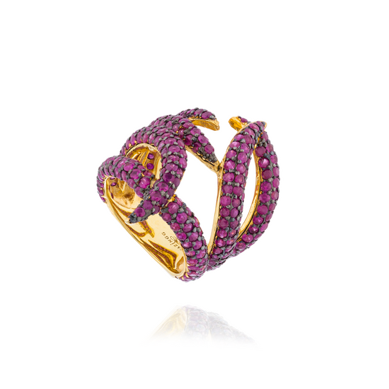 Load image into Gallery viewer, 925 Silver Ring with Ruby Pave
