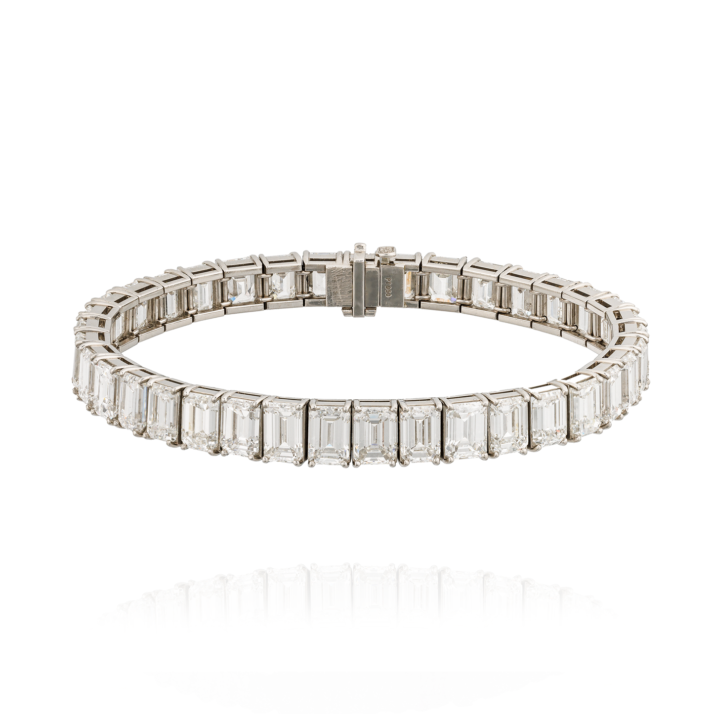 18KT White Gold Bracelet with Emerald Cut Diamonds