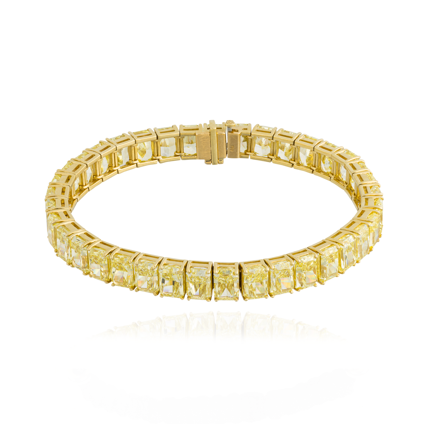 18KT Yellow Bracelet&nbsp; with Fancy Intense Vivid Yellow Princess Cut Diamonds