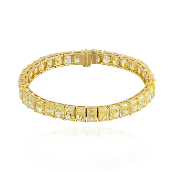 18KT Yellow Bracelet&nbsp; with Fancy Intense Vivid Yellow Princess Cut Diamonds