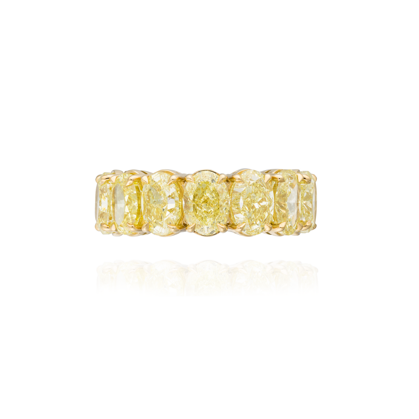 18KT Yellow Gold Eternity Band with Oval Faceted with Yellow Diamonds